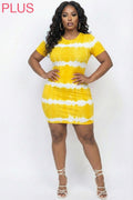 PLUS Size Tie-dye Print Bodycon Mini Dress