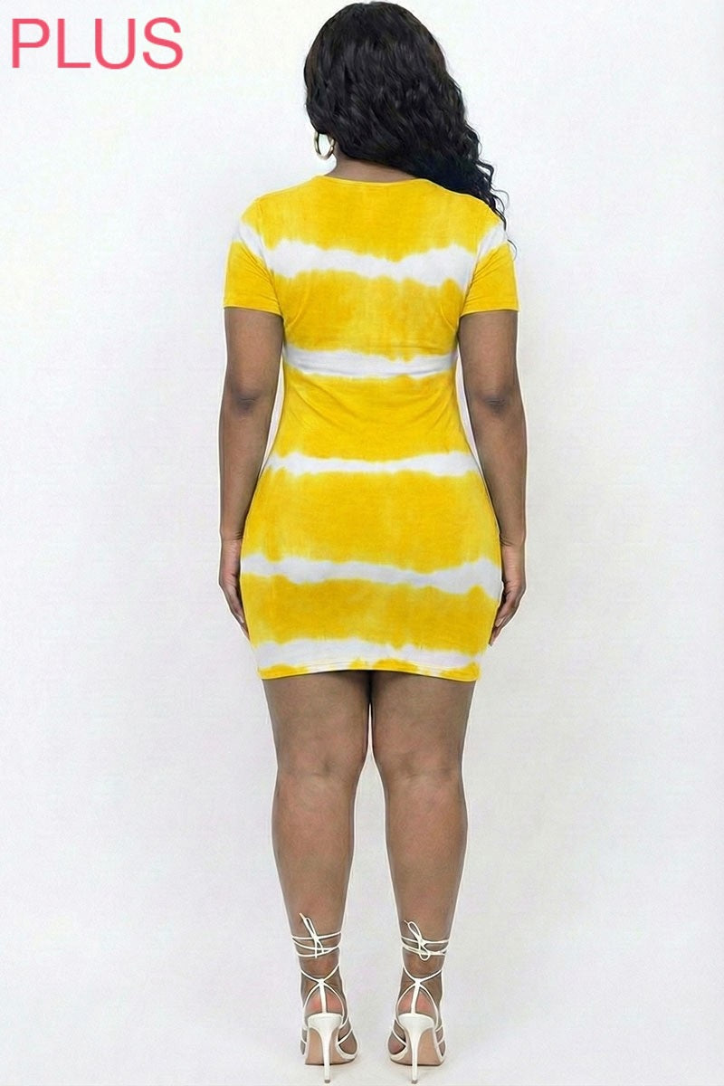 PLUS Size Tie-dye Print Bodycon Mini Dress