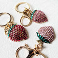 Cute Metal Rhinestone Detailed Strawberry Keychain