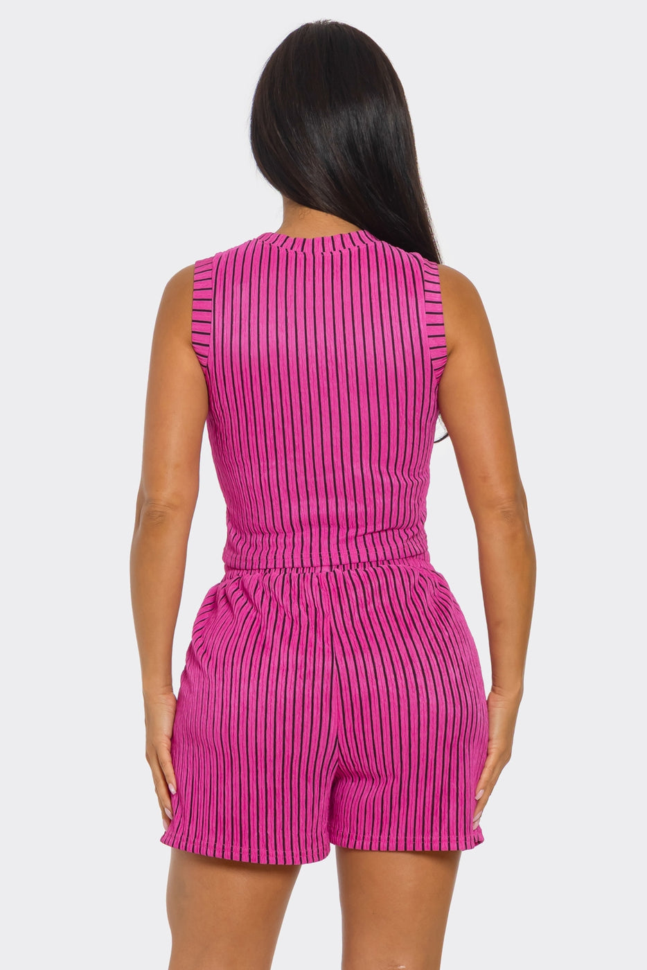 Crinkled Crop Top Drawstring Shorts Set